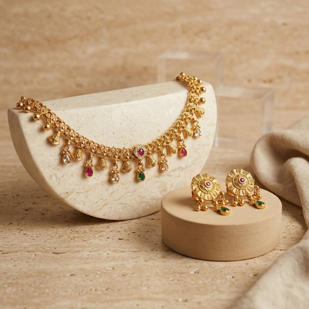 Multistone Kundan Necklace Set