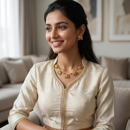 Royal Elephant Charm Necklace Set