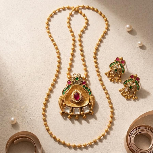 Royal Kundan Heritage Pendant Necklace Set