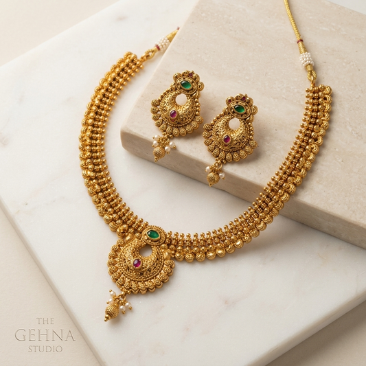 Antique Gold Plated Heritage Necklace Set