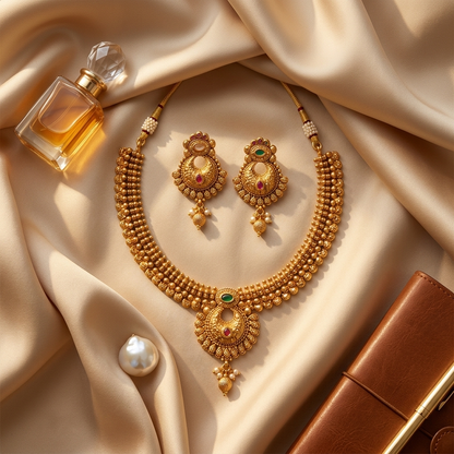 Antique Gold Plated Heritage Necklace Set