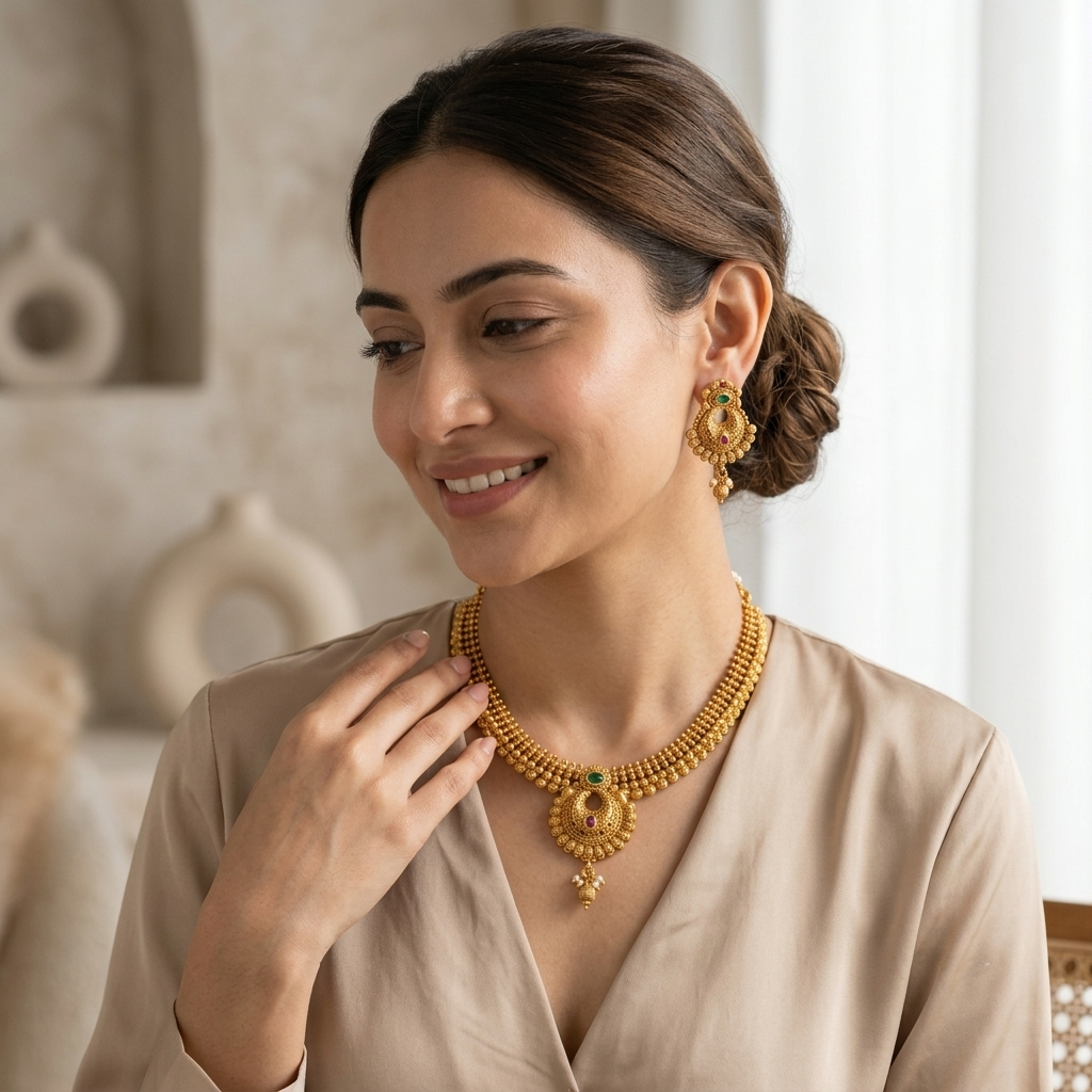 Antique Gold Plated Heritage Necklace Set