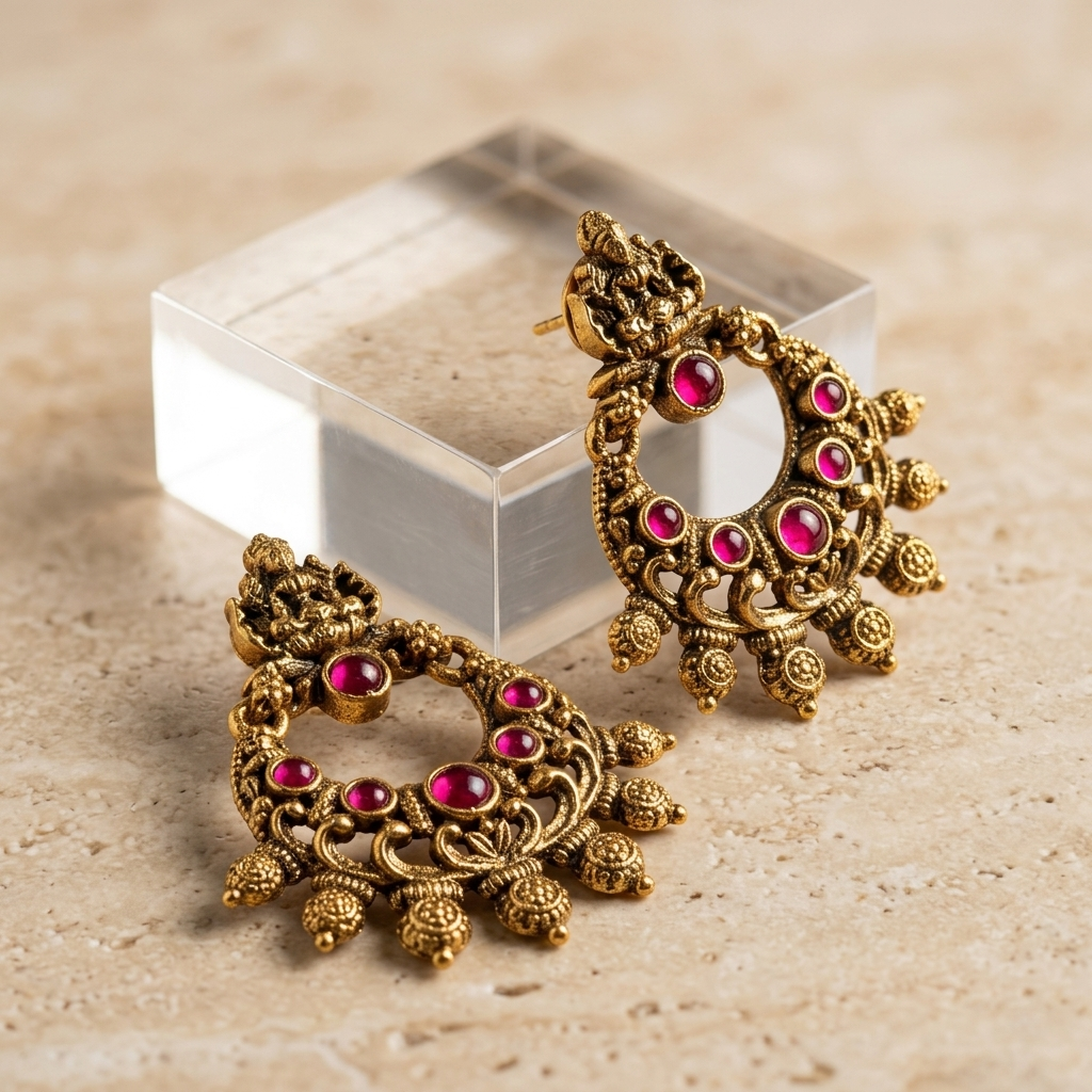 Rubi Temple Chandbali Earrings