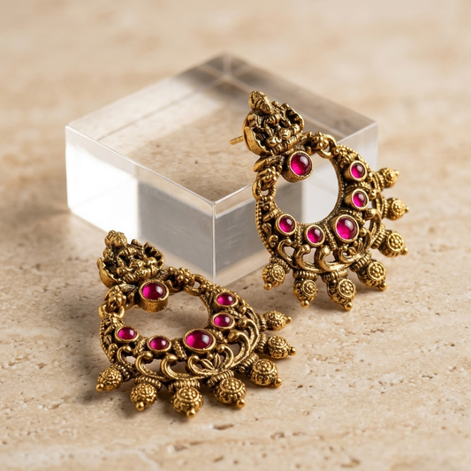 Rubi Temple Chandbali Earrings