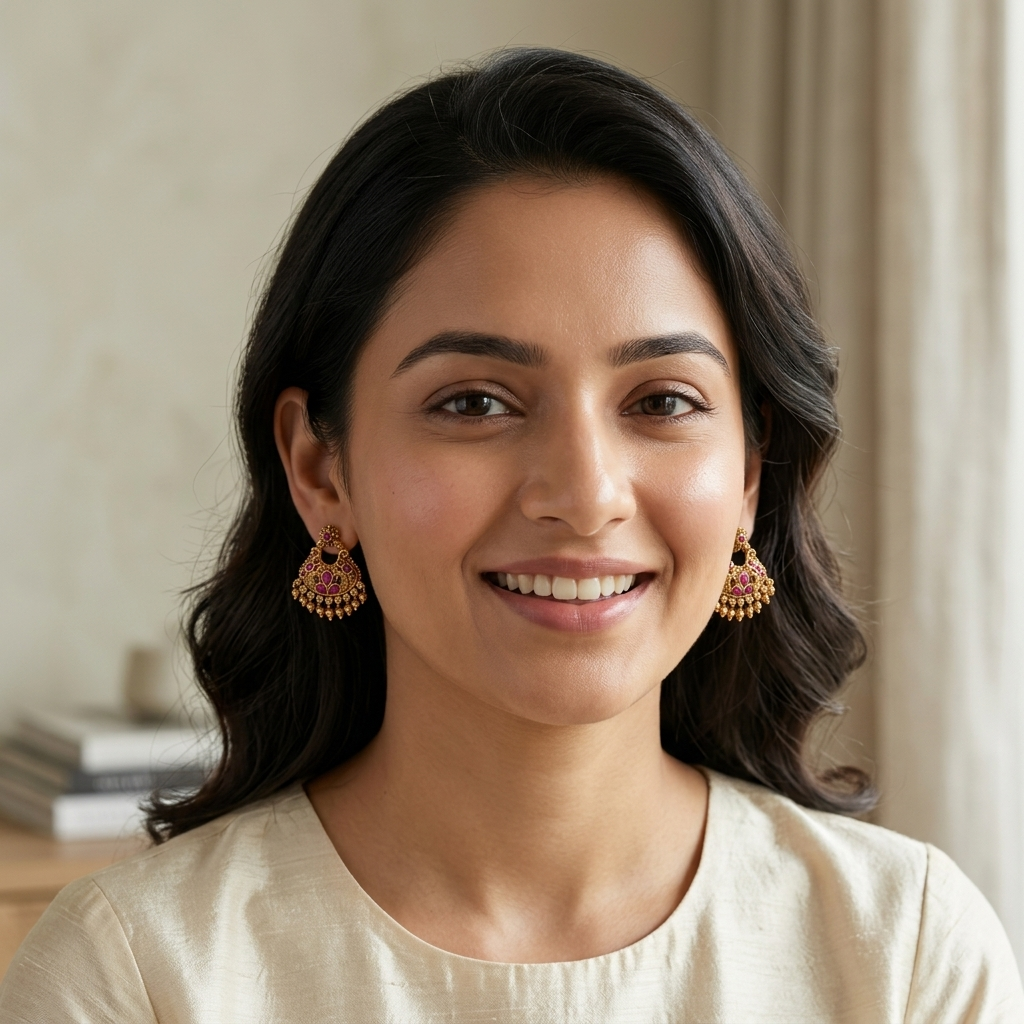 Floral Rubi Chandbali Earrings