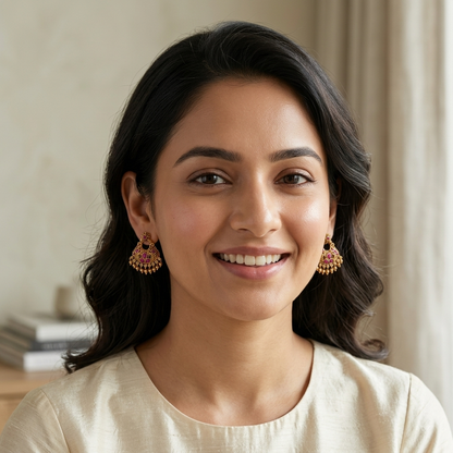 Floral Rubi Chandbali Earrings