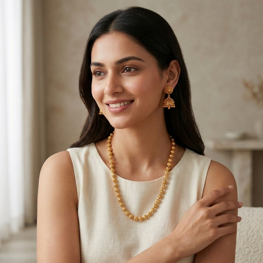 Royal Antique Gold Beaded Necklace Set